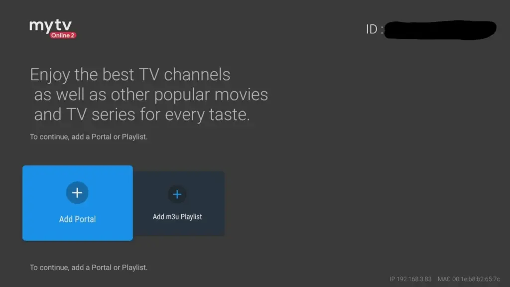MyTVOnline 2 Add Portal form with Portal Nickname and Portal URL