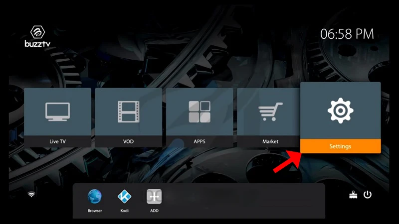 BuzzTV Server Settings list with Server Name and Server URL