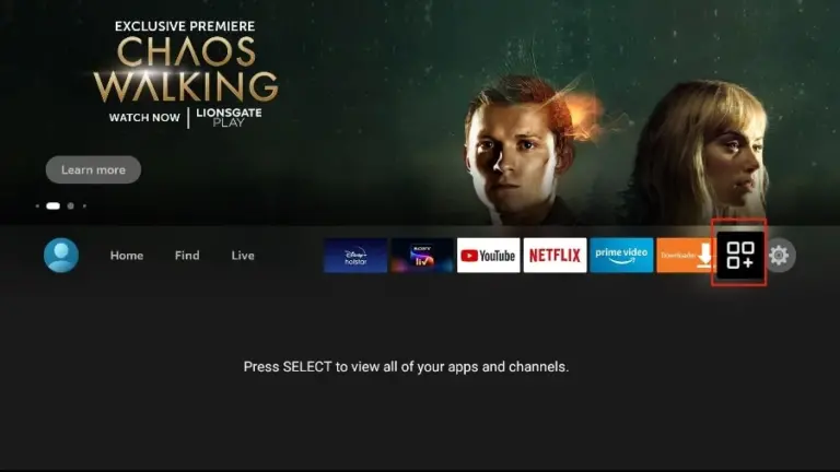 Go to Apps menu from FireStick Home