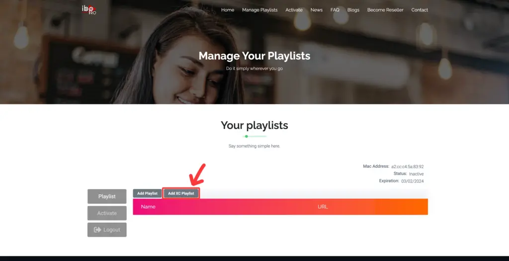IBO Player Pro Add XC Playlist button