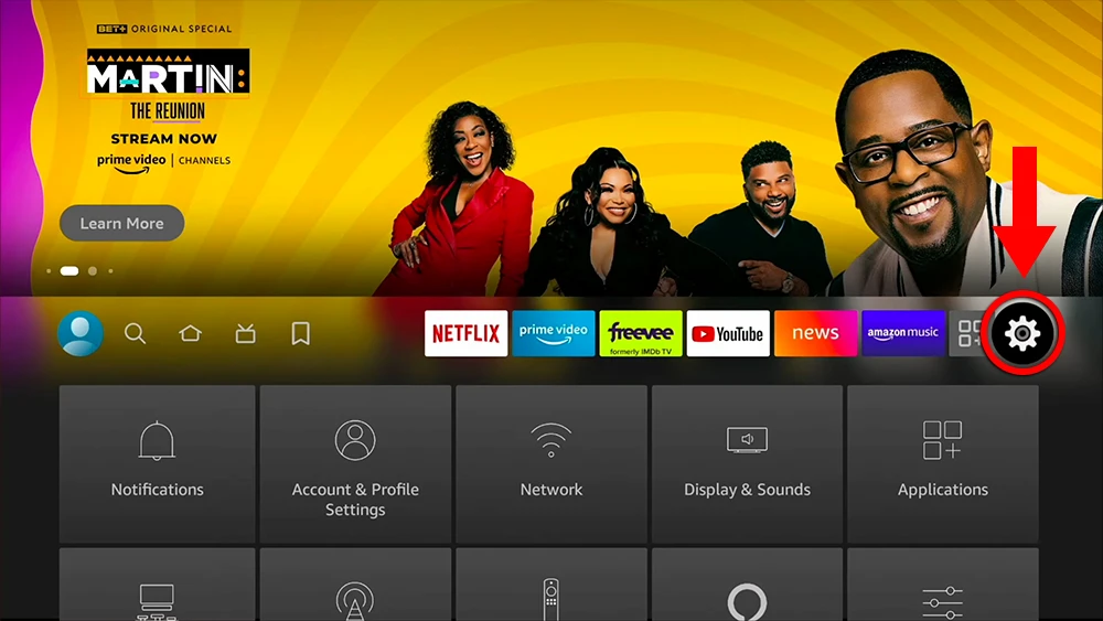 Go to gear settings on other FireStick version