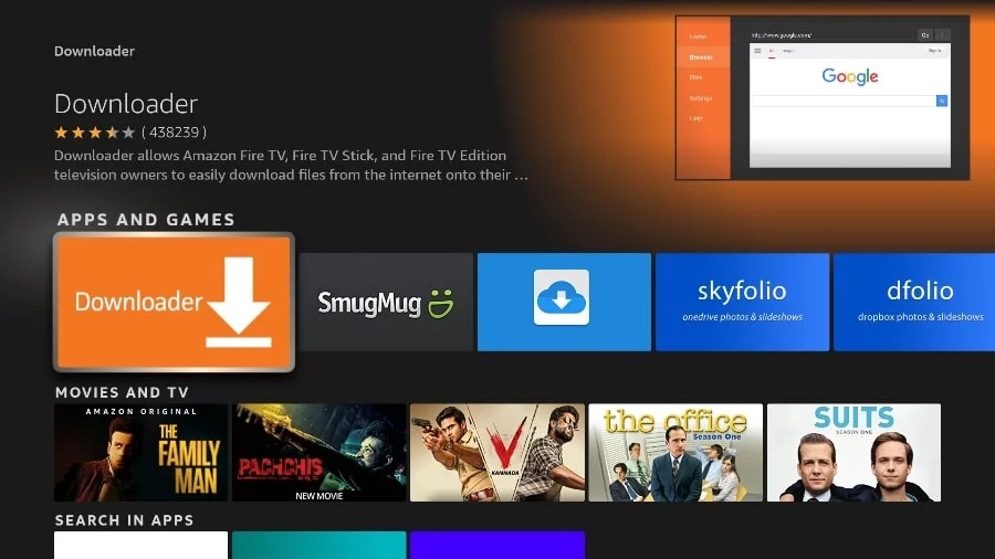 Select Downloader application and click Download button