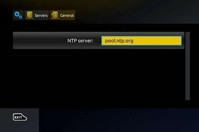 MAG Box NTP server settings showing pool.ntp.org