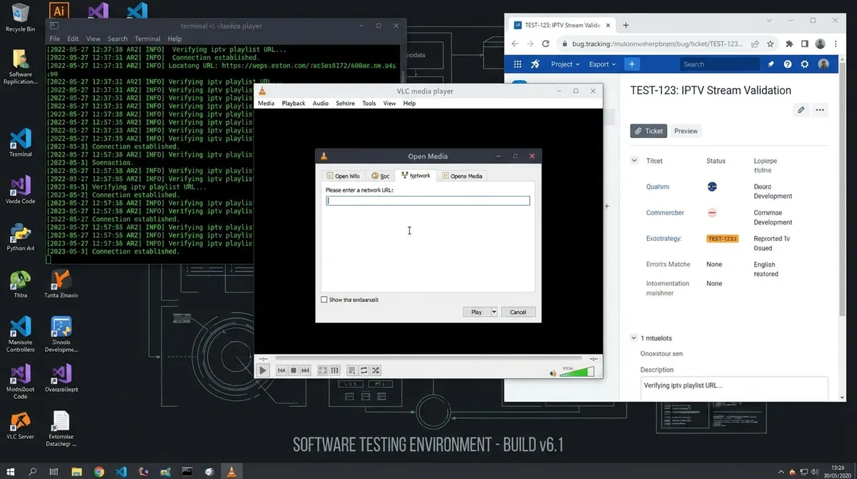 VLC Media Player network stream verification test for IPTV playlist URLs